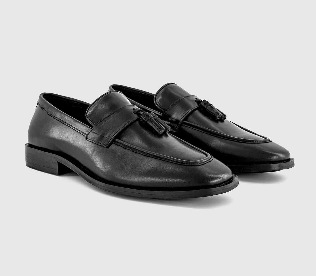 OFFICEMackle Square Toe Tassel LoafersBlack Leather