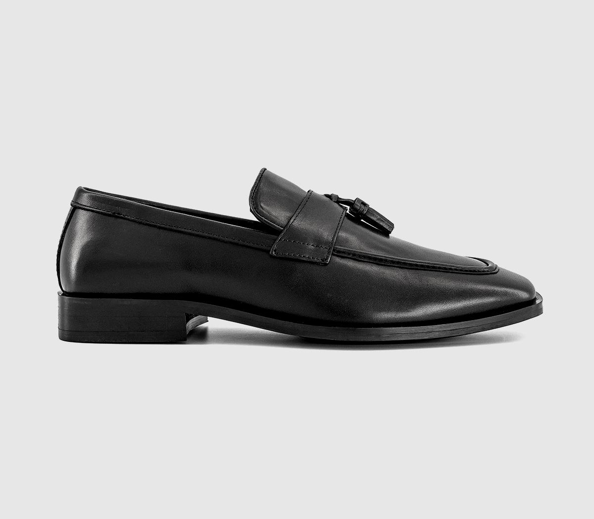 OFFICEMackle Square Toe Tassel LoafersBlack Leather