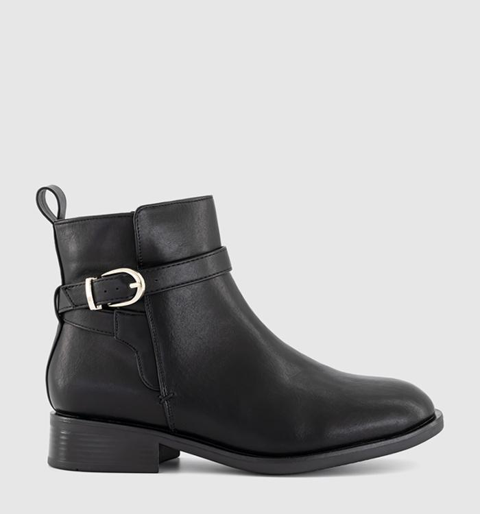 OFFICE Athens Buckle Strap Ankle Boots Black