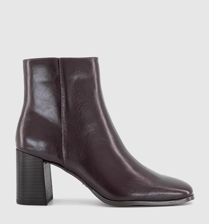 OFFICE Ava Block Heel Ankle Boots Burgundy