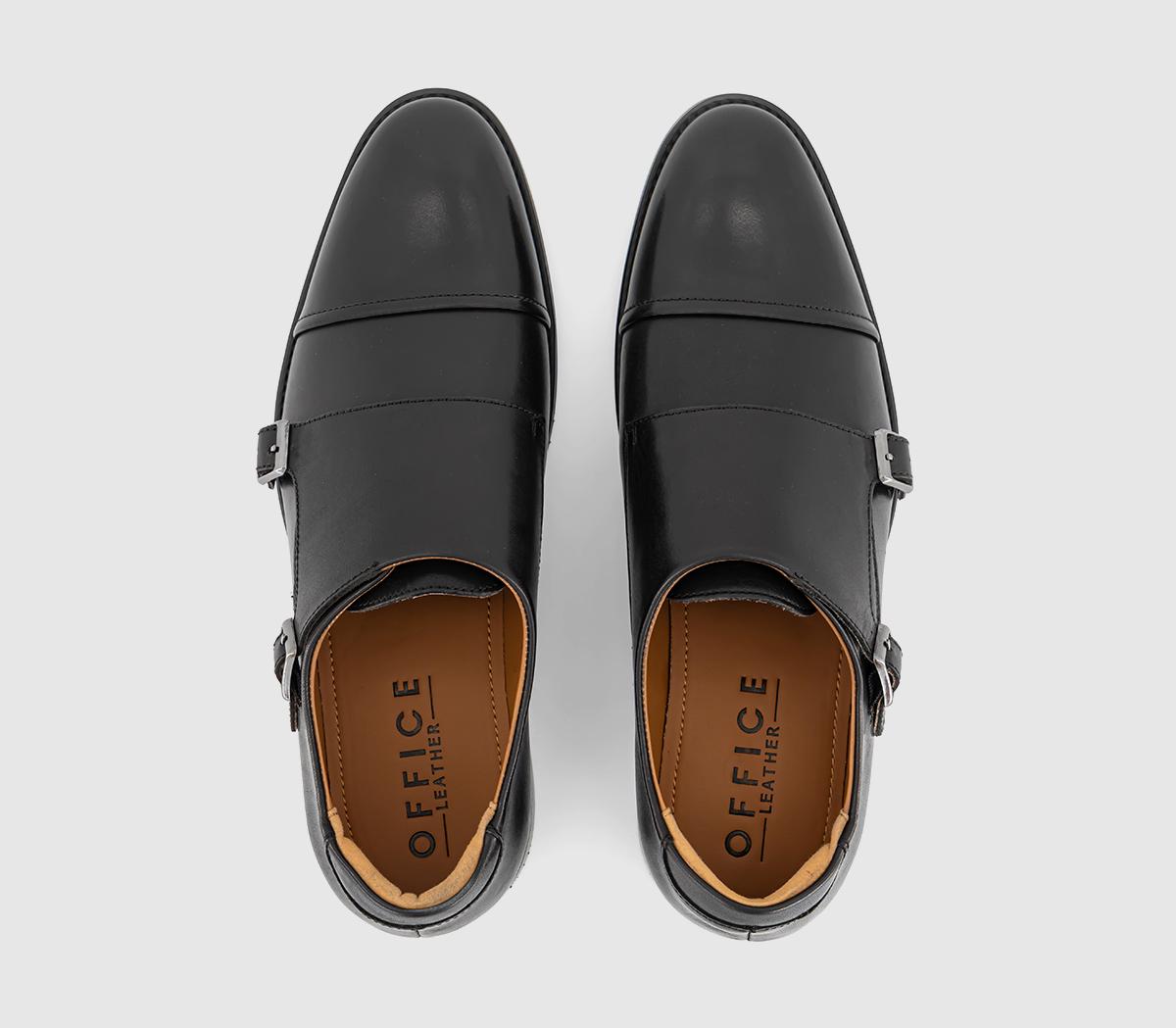 OFFICEMitchell Double Monk Strap ShoesBlack Leather