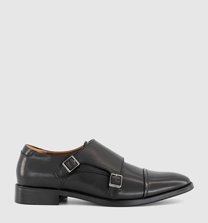 OFFICE Mitchell Double Monk Strap Shoes Black Leather