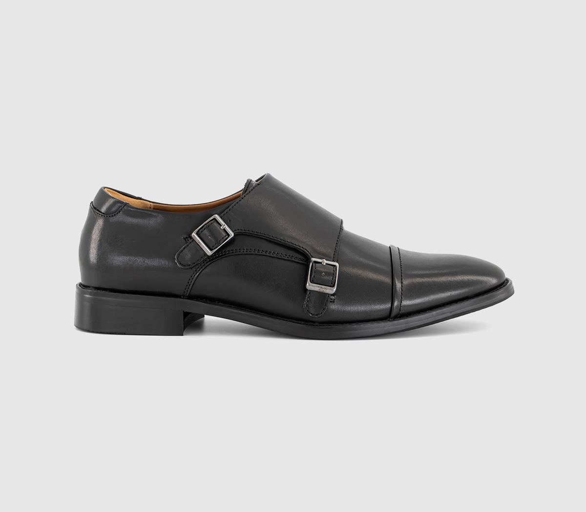 OFFICEMitchell Double Monk Strap ShoesBlack Leather