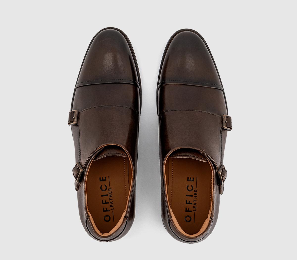 OFFICEMitchell Double Monk Strap ShoeBrown Leather