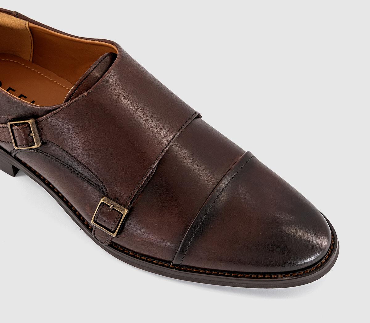 OFFICEMitchell Double Monk Strap ShoeBrown Leather