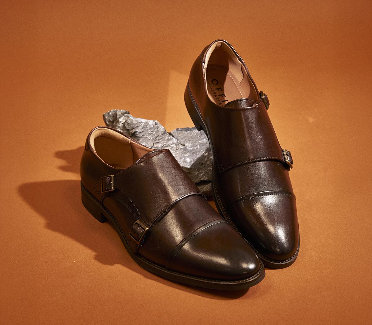 OFFICEMitchell Double Monk Strap ShoeBrown Leather