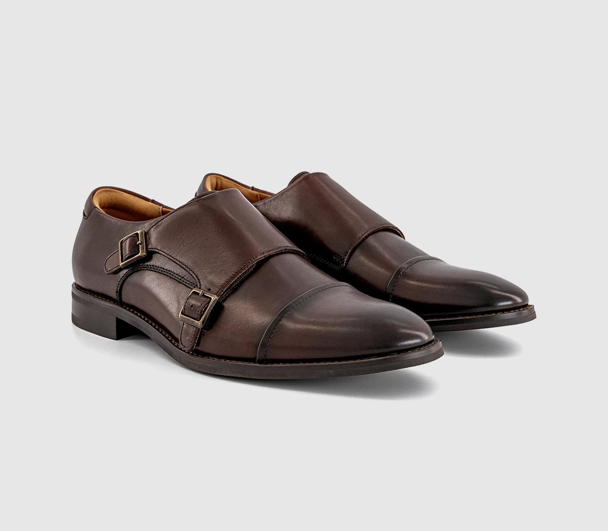 OFFICEMitchell Double Monk Strap ShoeBrown Leather