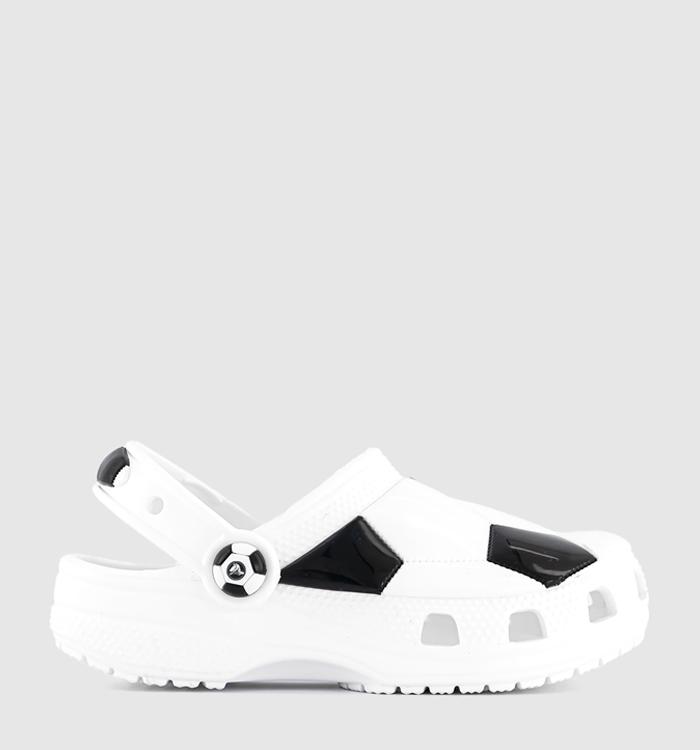 Crocs Classic Soccer Ball Toddler Clogs White Black Football