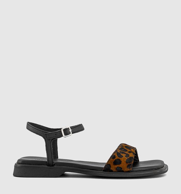 Vagabond Shoemakers Izzy Ankle Strap Sandals Black Leopard