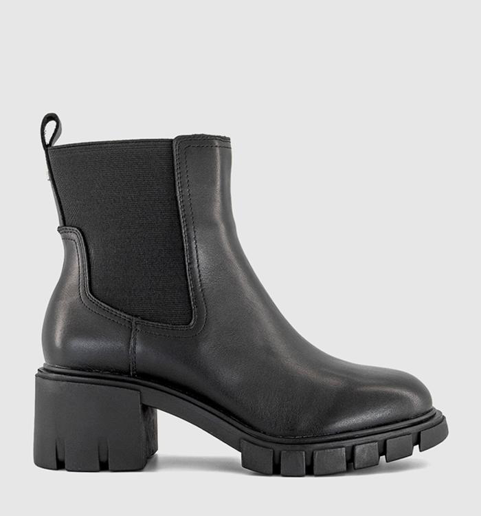 OFFICE Albany Heeled Platform Ankle Boots Black Leather
