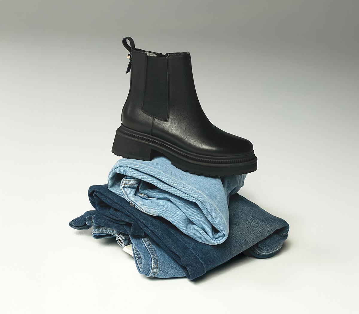 OFFICEArchie Chunky Chelsea Ankle BootsBlack Leather