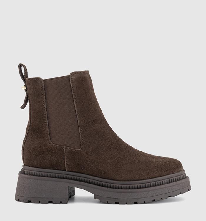 OFFICE Archie Chunky Chelsea Ankle Boots Brown Suede