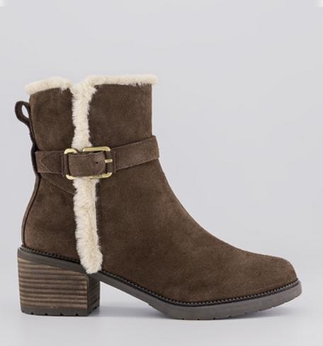 Toms Hailey Buckle Ankle Boots Oak Brown