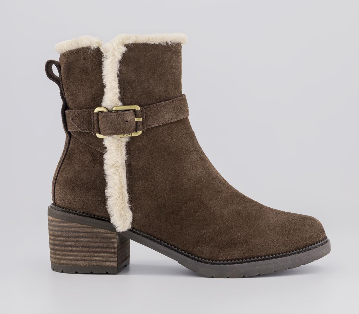 Toms Hailey Buckle Ankle Boots Oak  Brown in Women's Size 6, Office Shoes