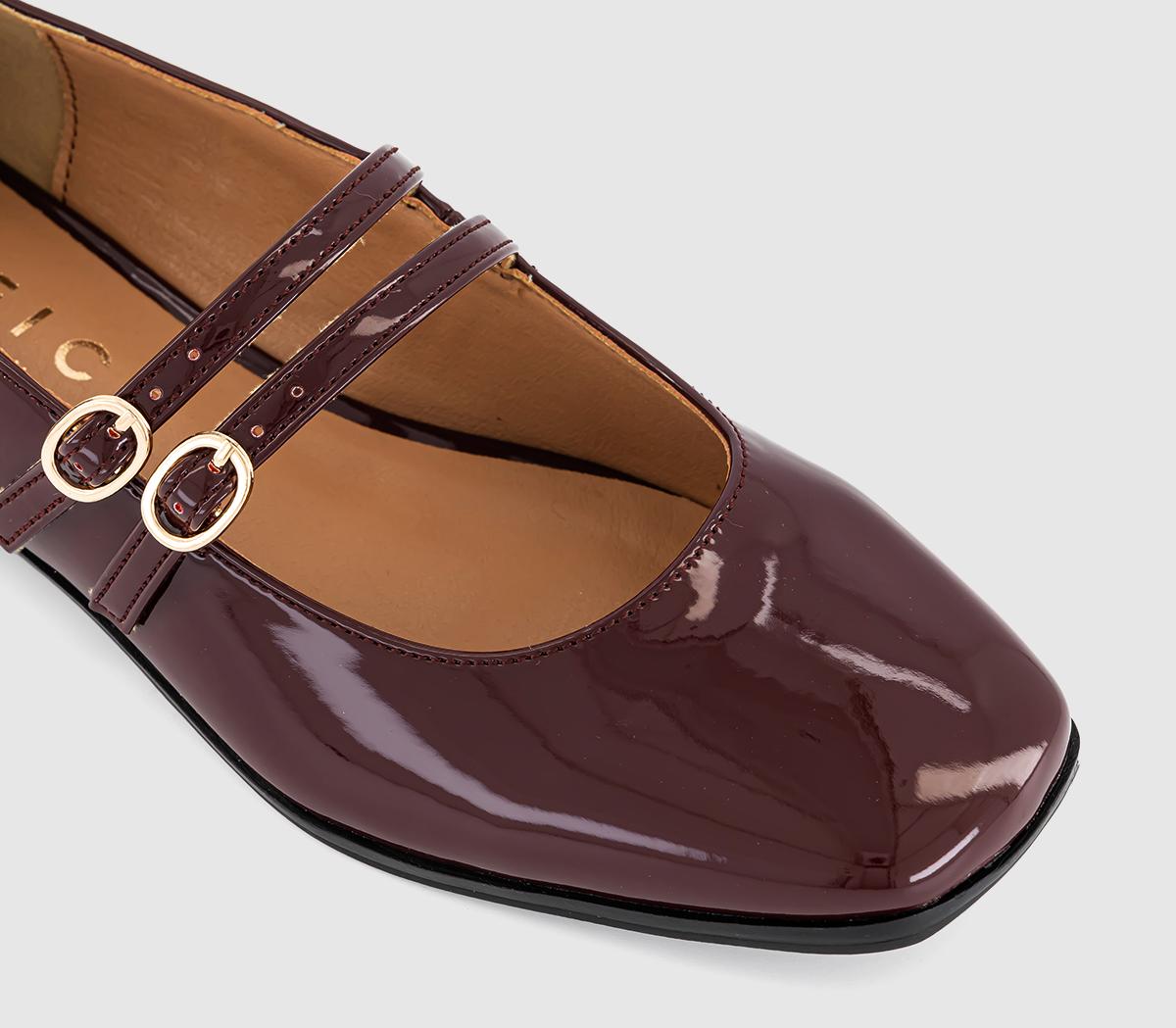 OFFICEFiction Double Strap Mary Jane Ballet ShoesBurgundy Patent