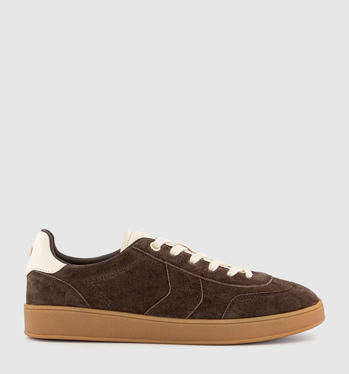 OFFICE Thrive Lace Up Suede Cup Sole Trainers Brown Suede