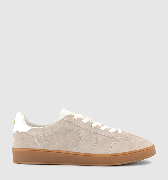 OFFICE Thrive Lace Up Suede Cup Sole Trainers Taupe Suede