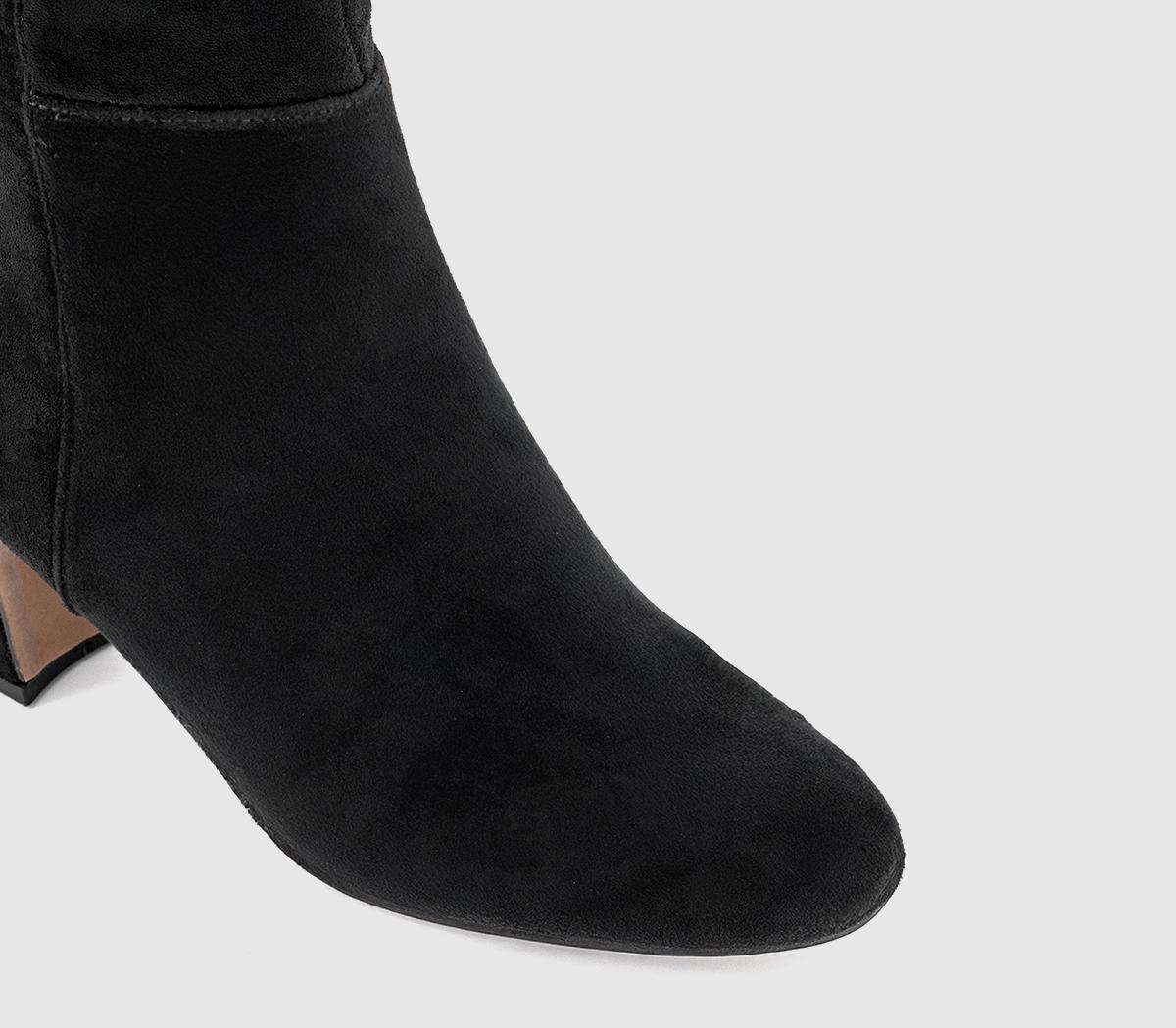 OFFICEKarlie Block Heel Knee High BootsBlack Faux Suede