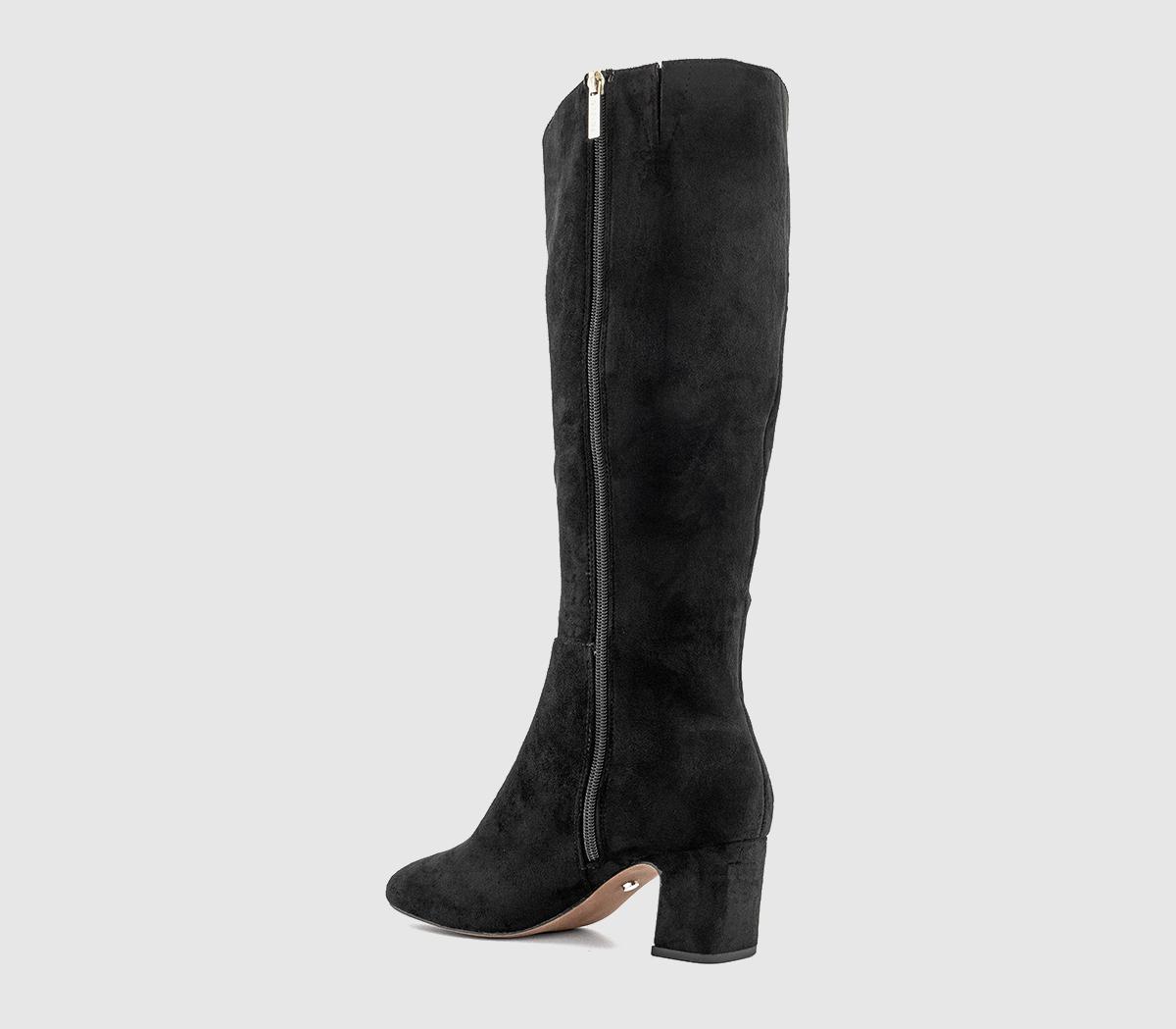 OFFICEKarlie Block Heel Knee High BootsBlack Faux Suede