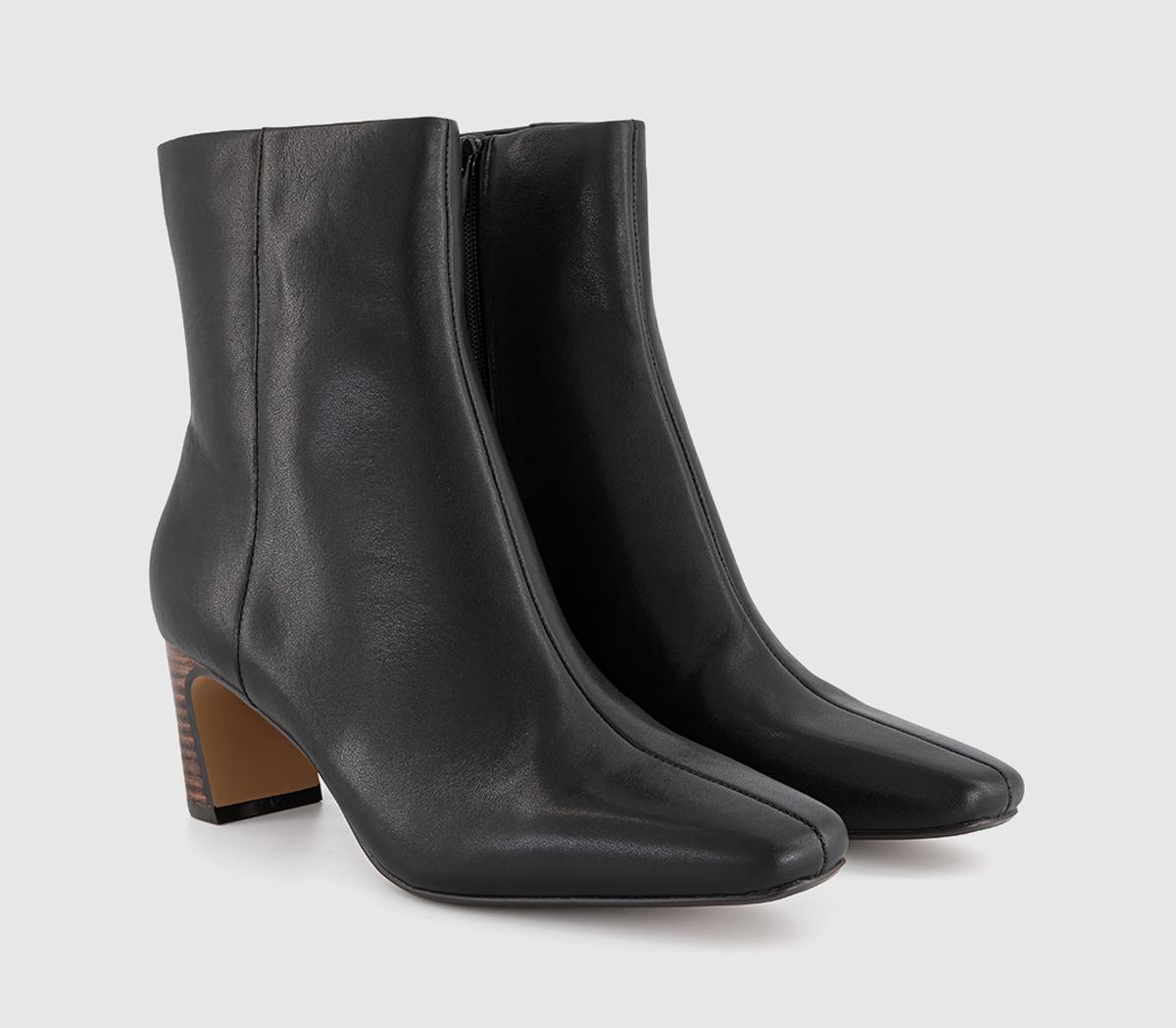 OFFICEArabella Set Back Heel Ankle BootsBlack Leather