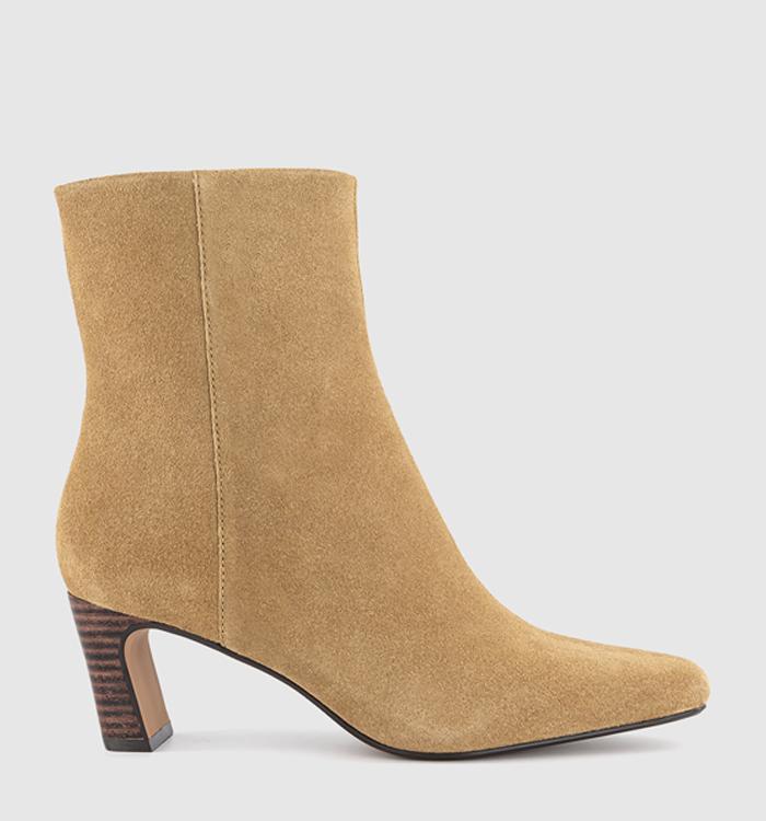 OFFICE Arabella Set Back Heel Ankle Boots Beige Suede