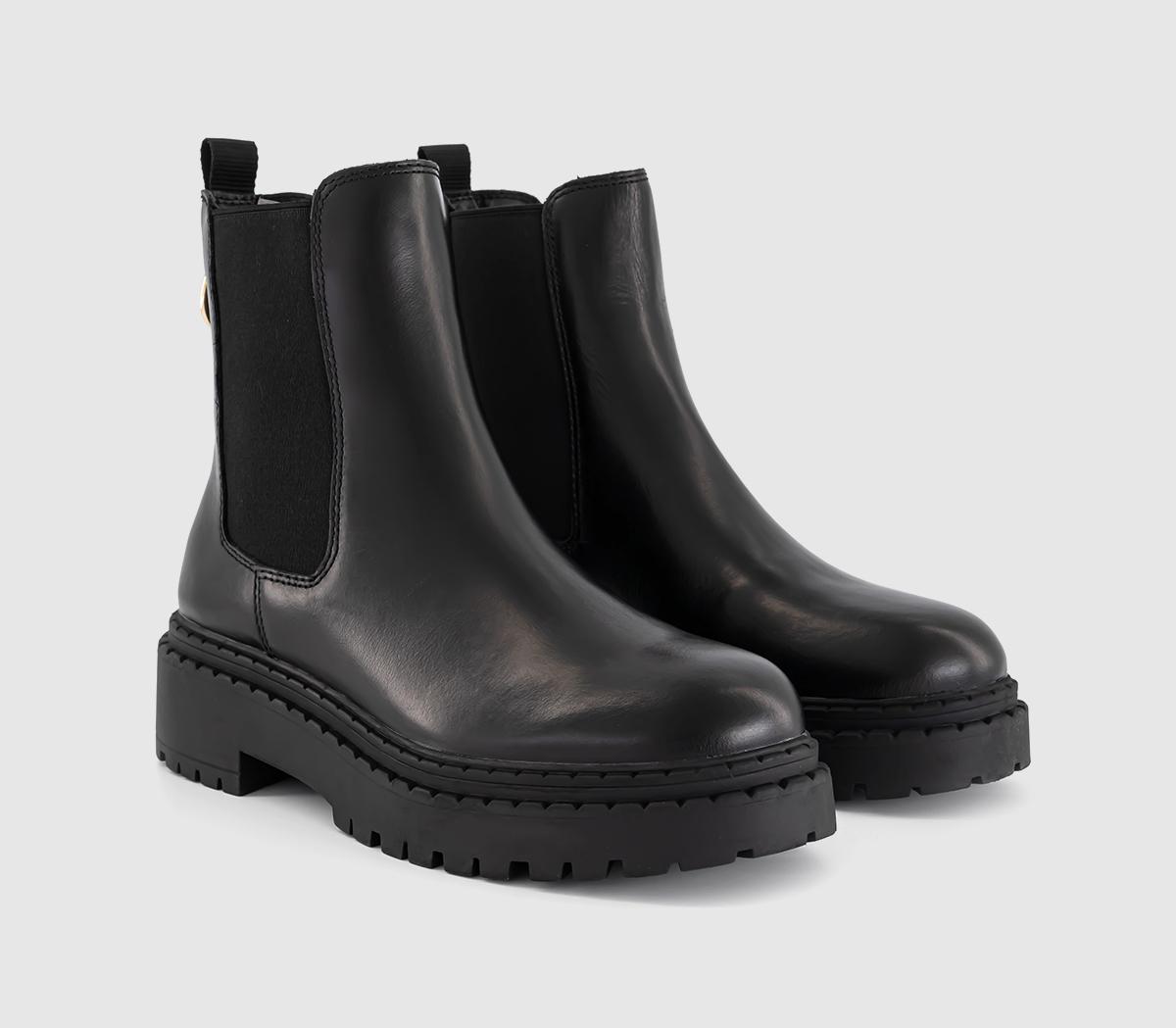 OFFICEAmber Chunky Chelsea Ankle Boots OFFICEAmber Chunky Chelsea Ankle BootsBlack Leather
