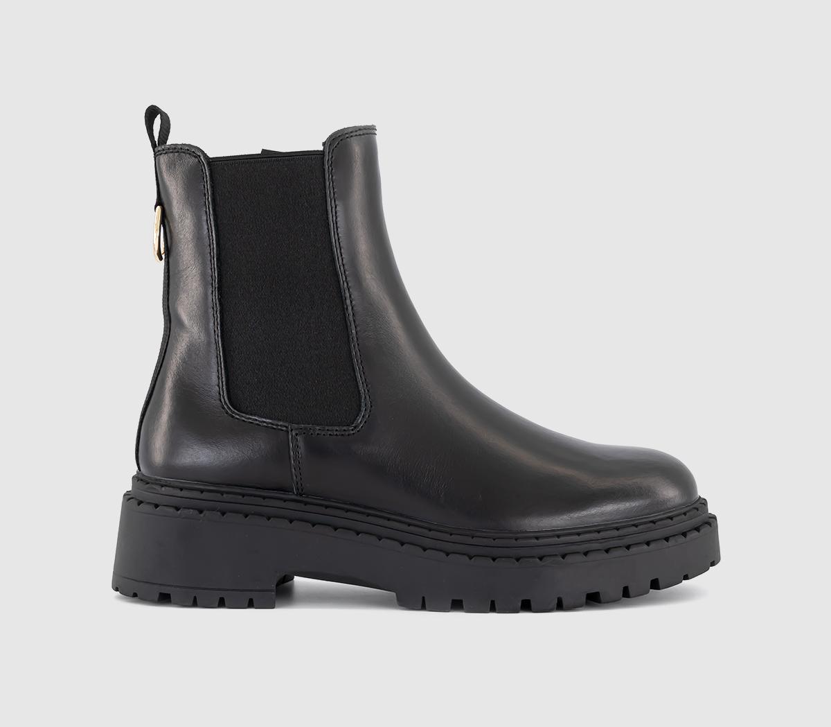 OFFICEAmber Chunky Chelsea Ankle Boots OFFICEAmber Chunky Chelsea Ankle BootsBlack Leather