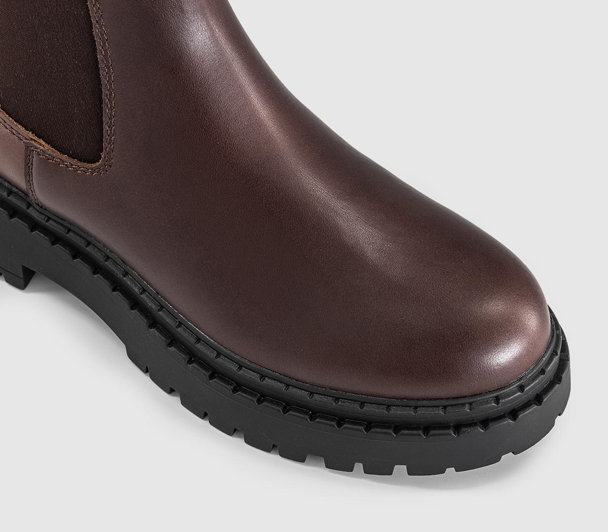 OFFICEAmber Chunky Chelsea Ankle BootsBrown Leather