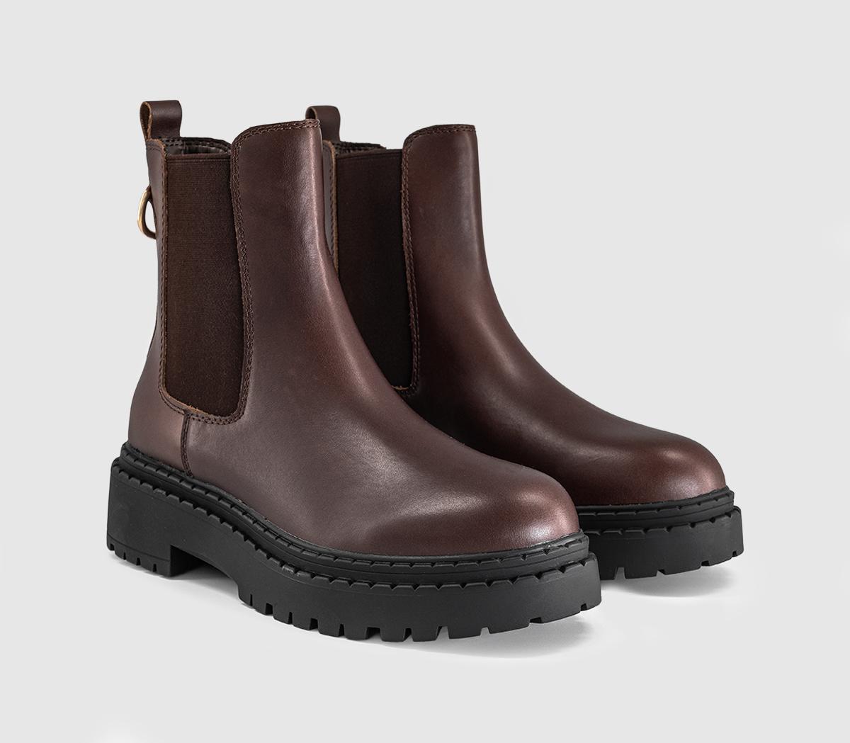 OFFICEAmber Chunky Chelsea Ankle BootsBrown Leather