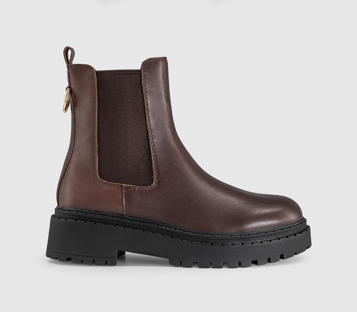 OFFICEAmber Chunky Chelsea Ankle BootsBrown Leather