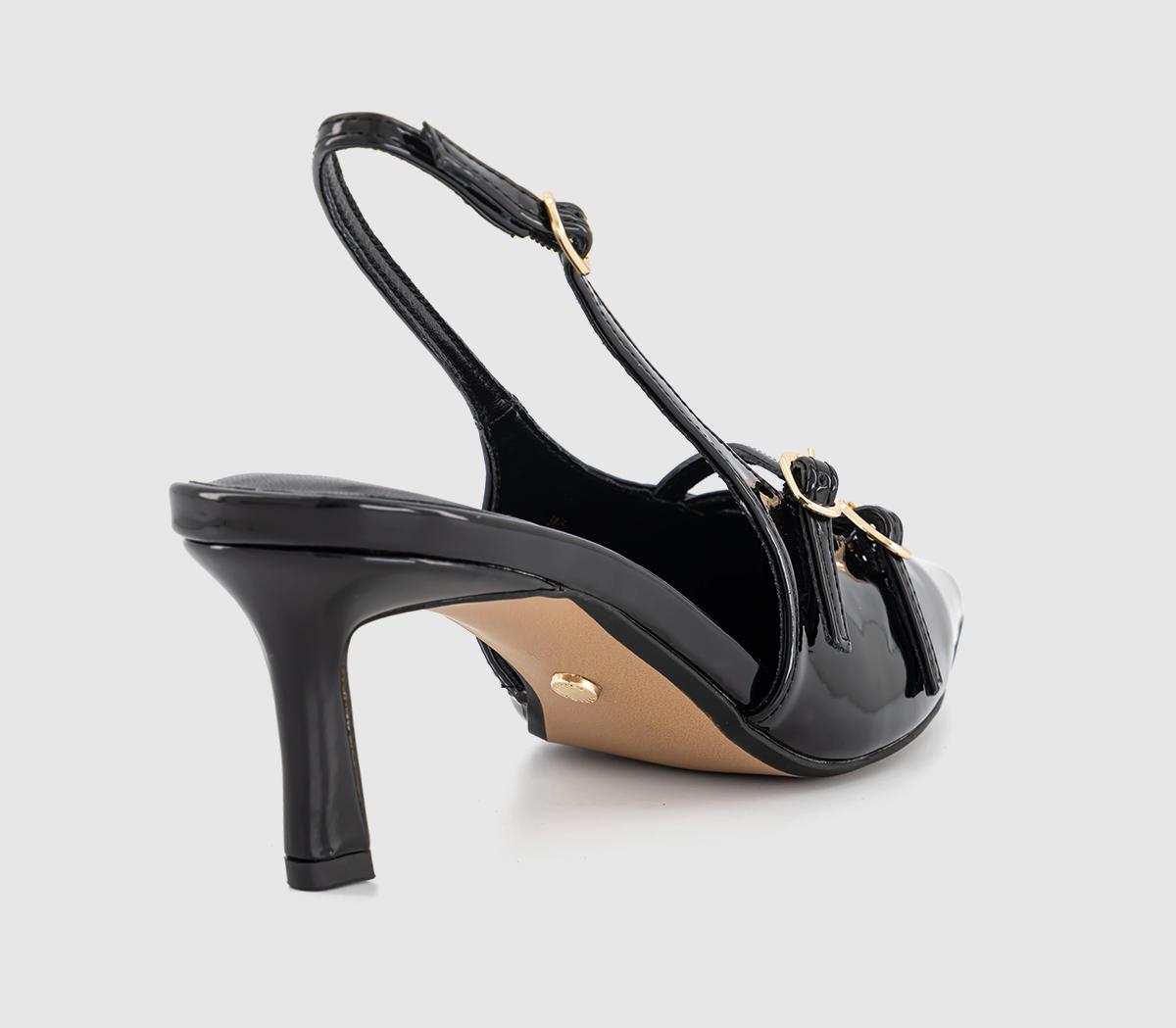 OFFICEMelba Multi Strap Slingback Kitten HeelsBlack Patent
