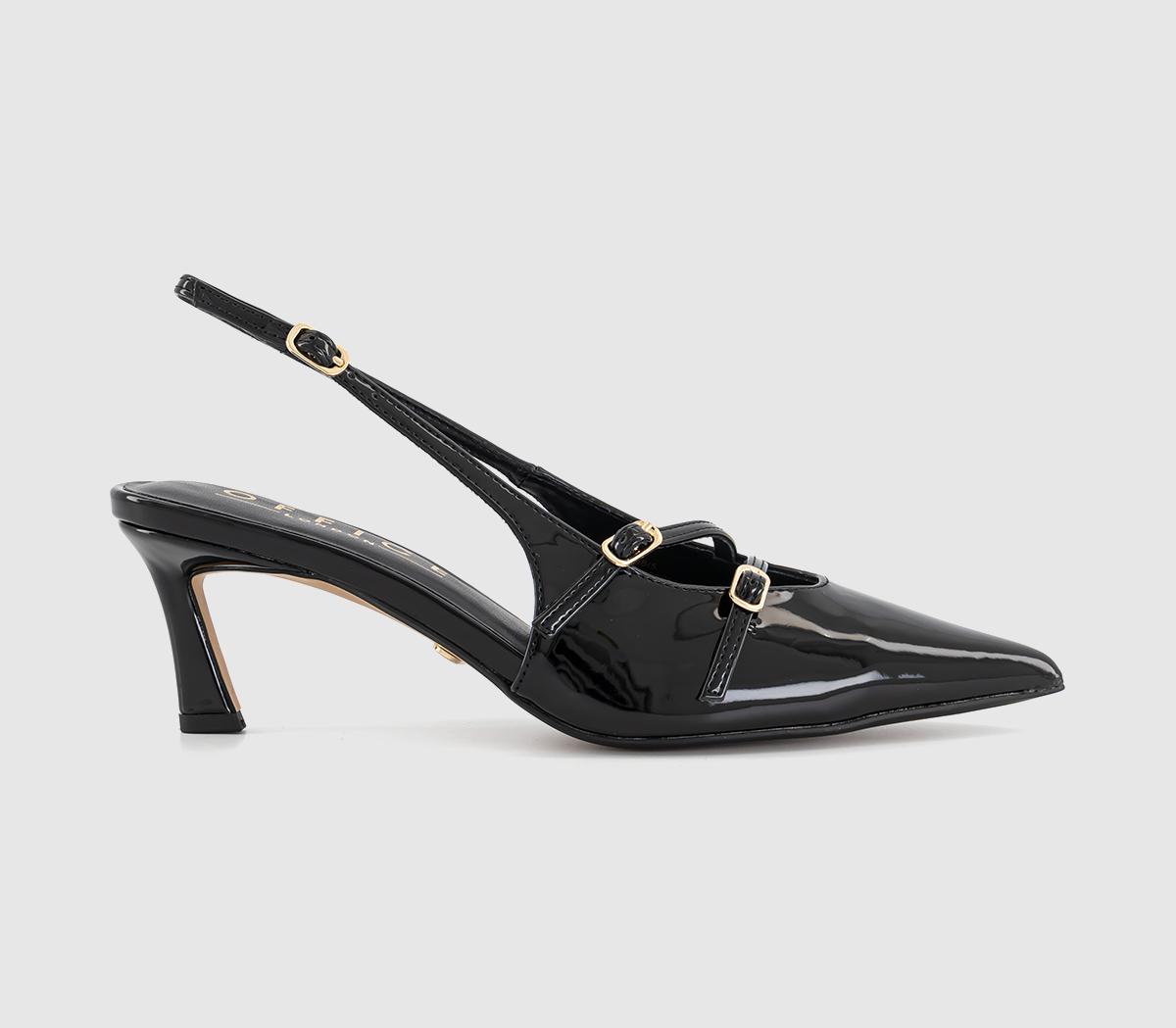 OFFICEMelba Multi Strap Slingback Kitten HeelsBlack Patent