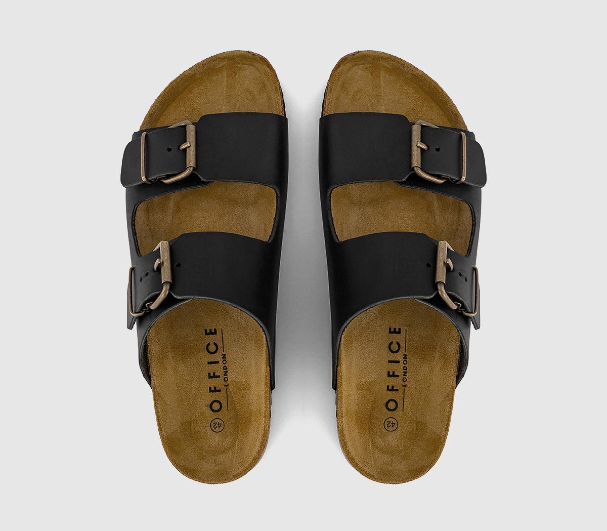 OFFICESully Double Buckle Footbed Sandals OFFICESully Double Buckle Footbed SandalsBlack