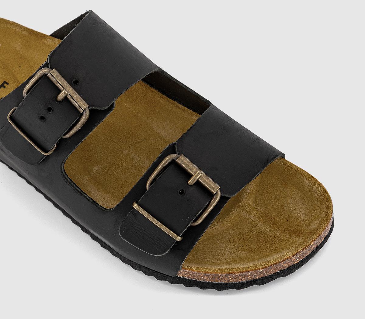 OFFICESully Double Buckle Footbed Sandals OFFICESully Double Buckle Footbed SandalsBlack