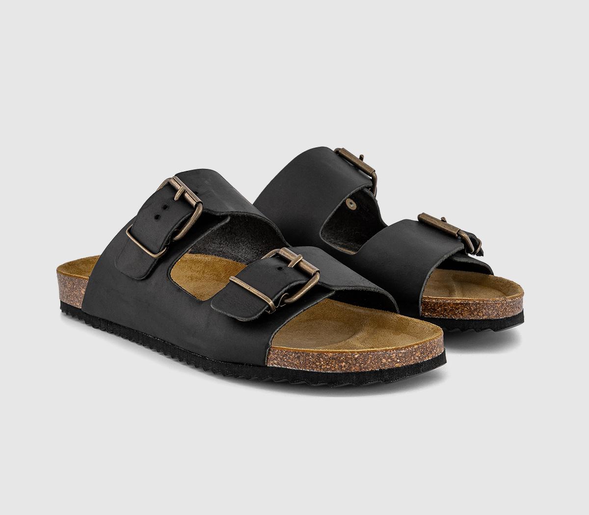 OFFICESully Double Buckle Footbed Sandals OFFICESully Double Buckle Footbed SandalsBlack