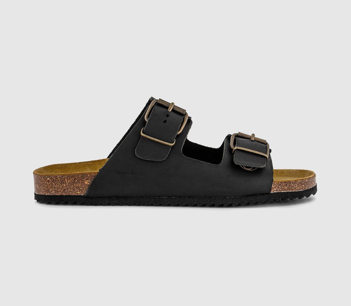 OFFICESully Double Buckle Footbed Sandals OFFICESully Double Buckle Footbed SandalsBlack