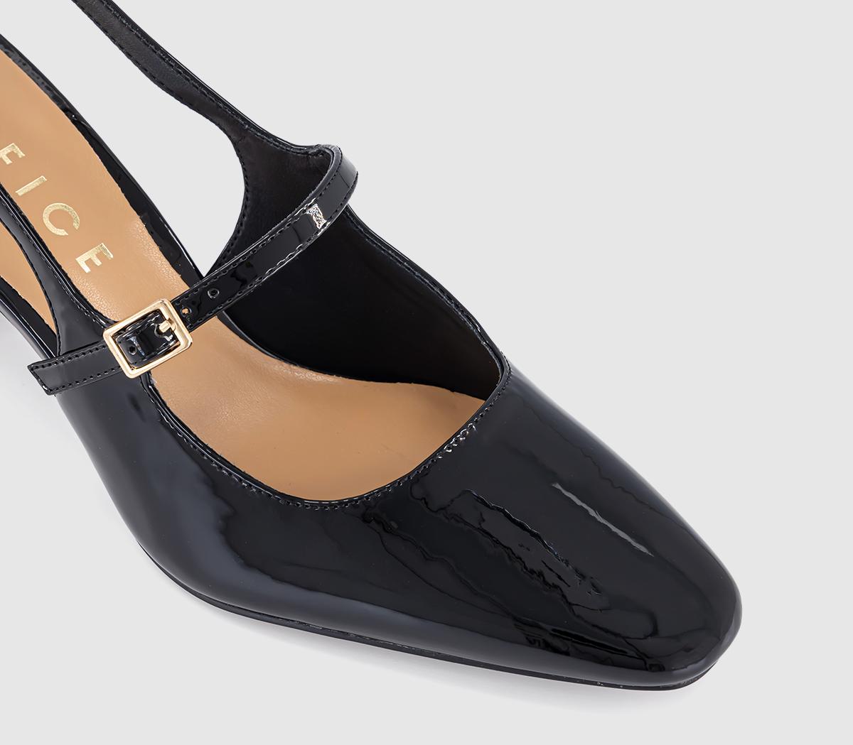 OFFICEMedley Strap Detail Slim Heels CourtBlack Patent
