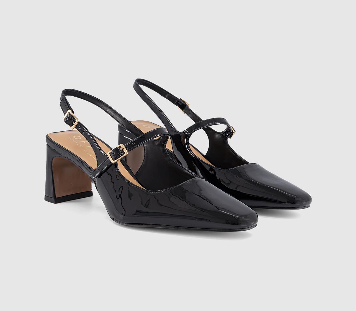 OFFICEMedley Strap Detail Slim Heels CourtBlack Patent