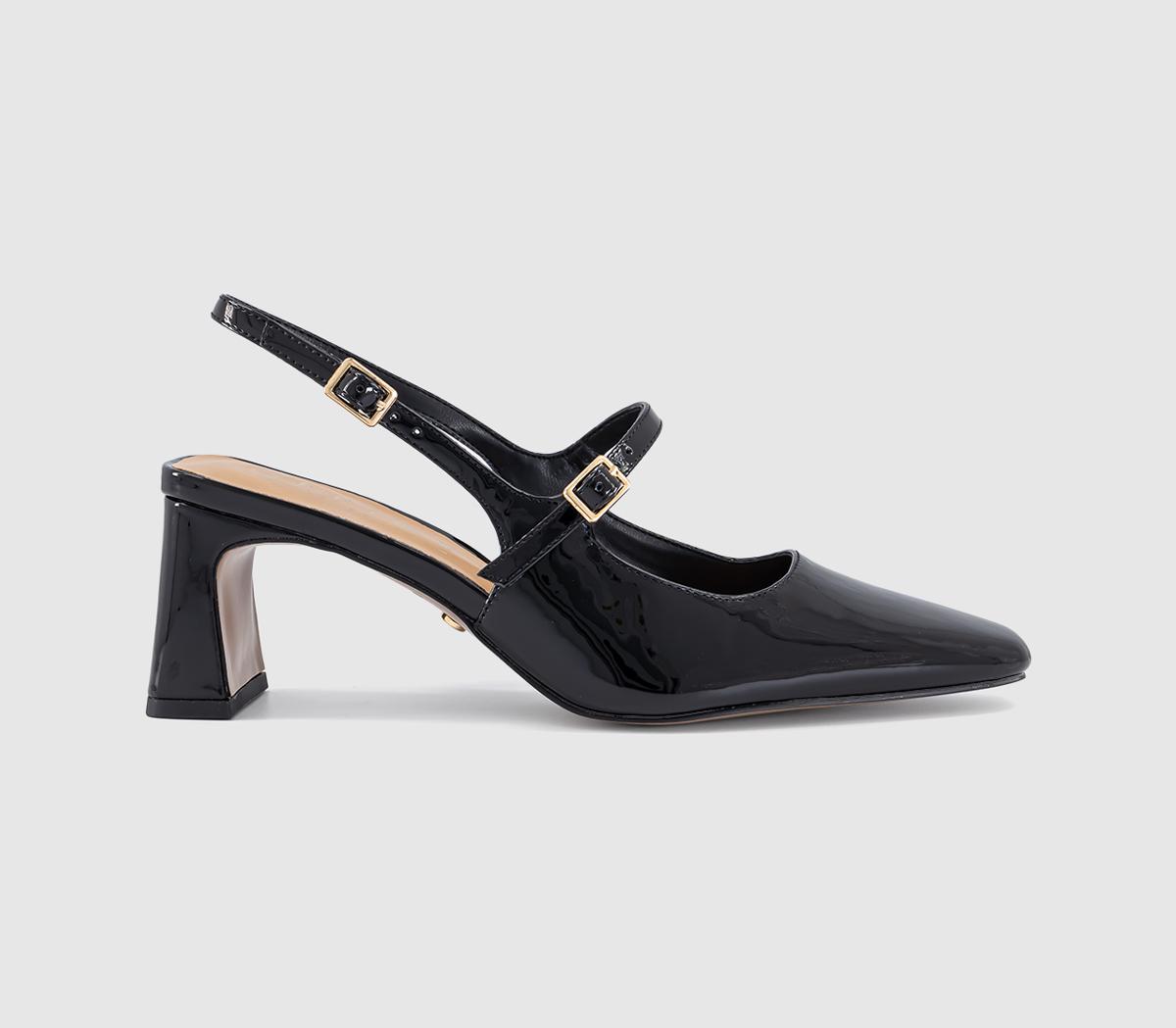 OFFICEMedley Strap Detail Slim Heels CourtBlack Patent