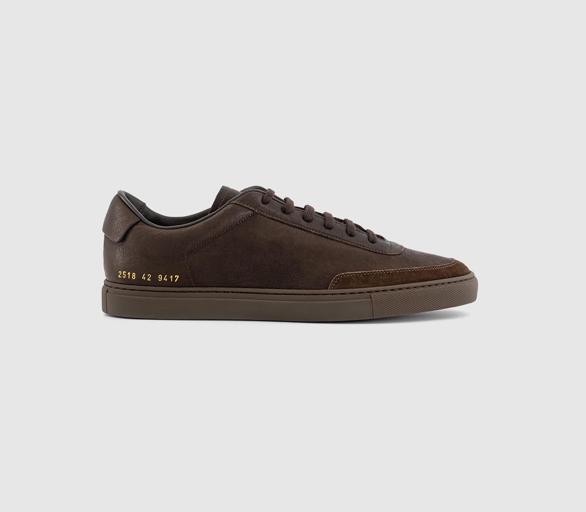 Common Projects Mens Court Classic Sneakers Dark Brown, 10