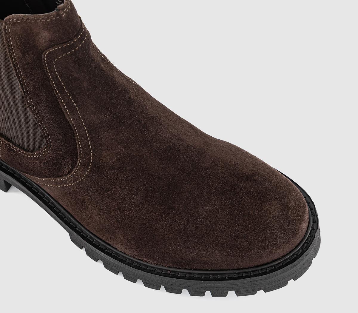 OFFICEBeckett Chunky Chelsea BootsChocolate Brown Suede