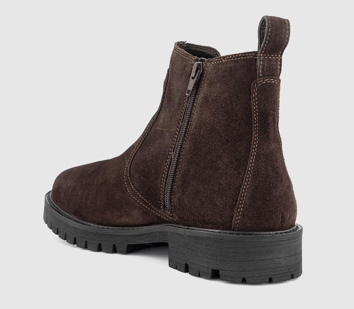 OFFICEBeckett Chunky Chelsea BootsChocolate Brown Suede