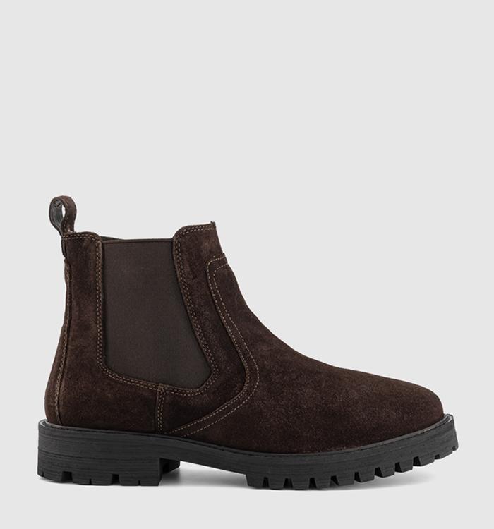 OFFICE Beckett Chunky Chelsea Boots Chocolate Brown Suede