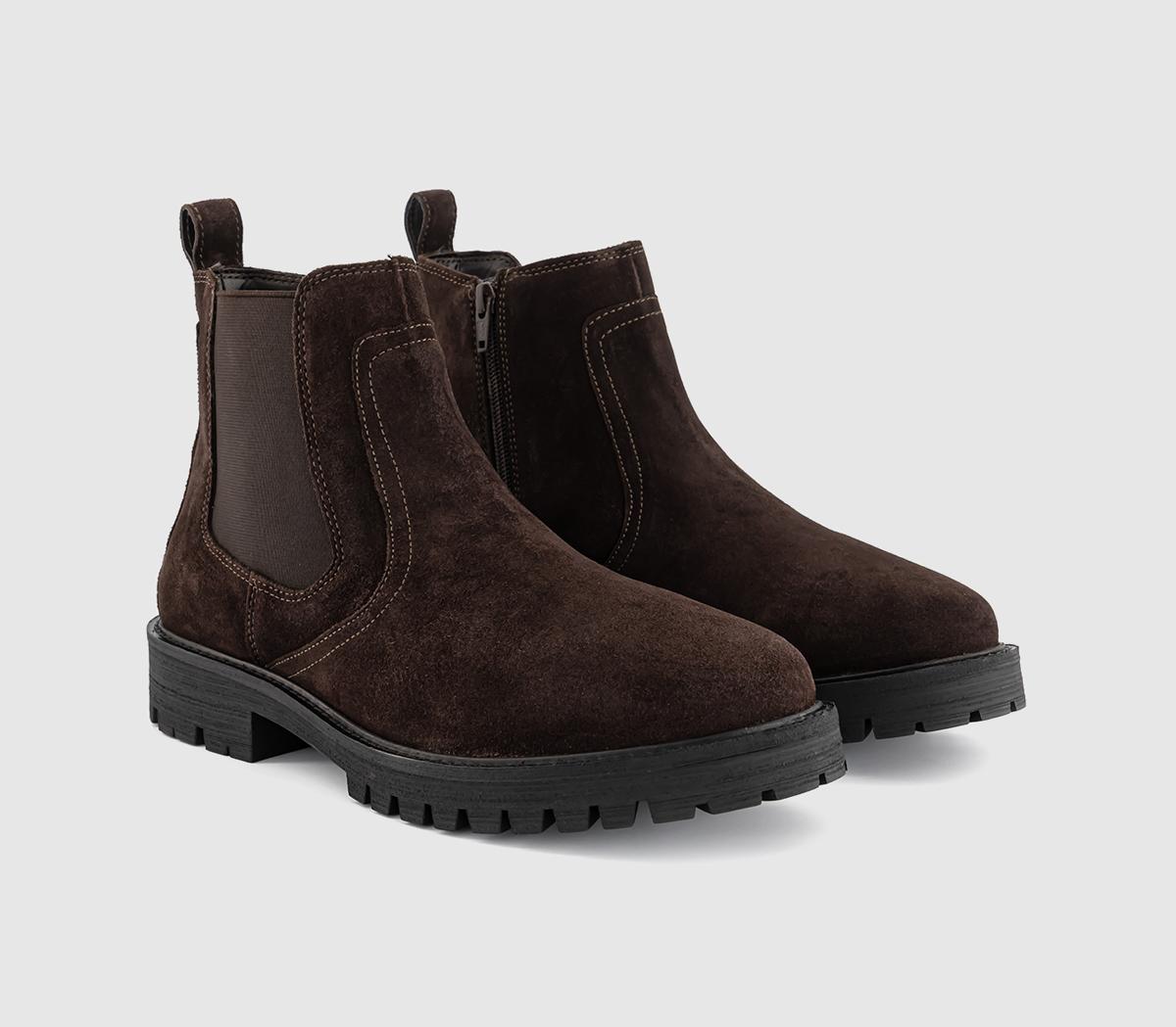 OFFICEBeckett Chunky Chelsea BootsChocolate Brown Suede