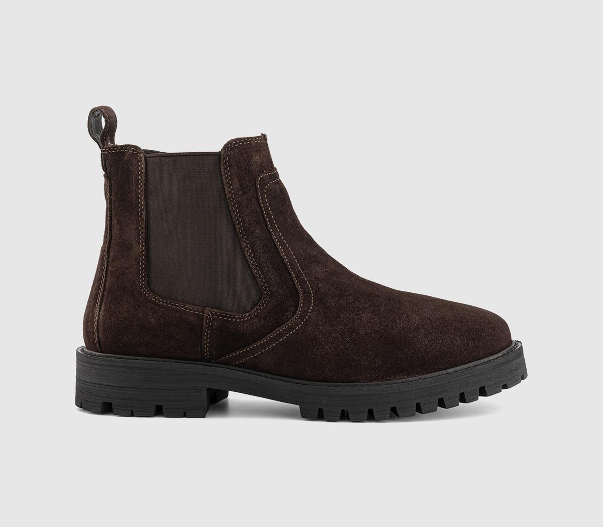 OFFICEBeckett Chunky Chelsea BootsChocolate Brown Suede