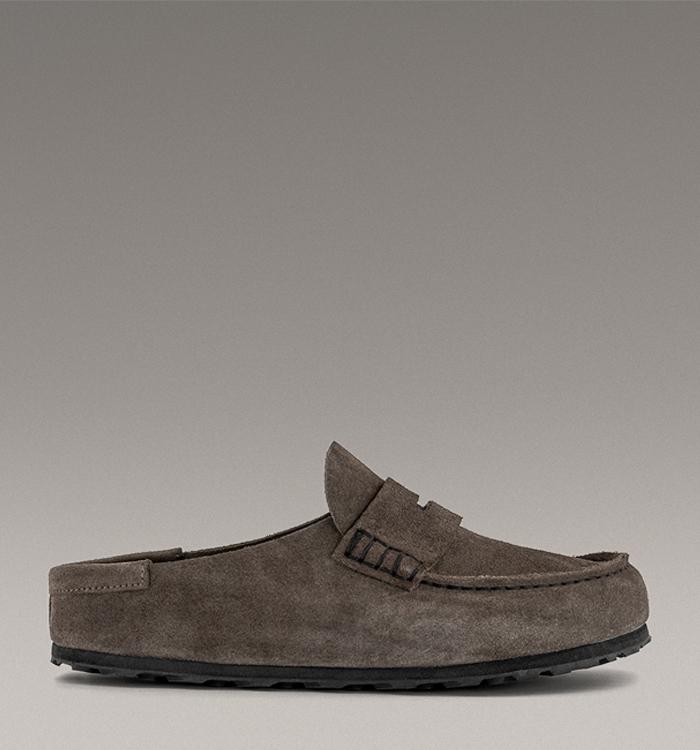 BIRKENSTOCK Naples Wrapped Loafers Suede Concrete Gray