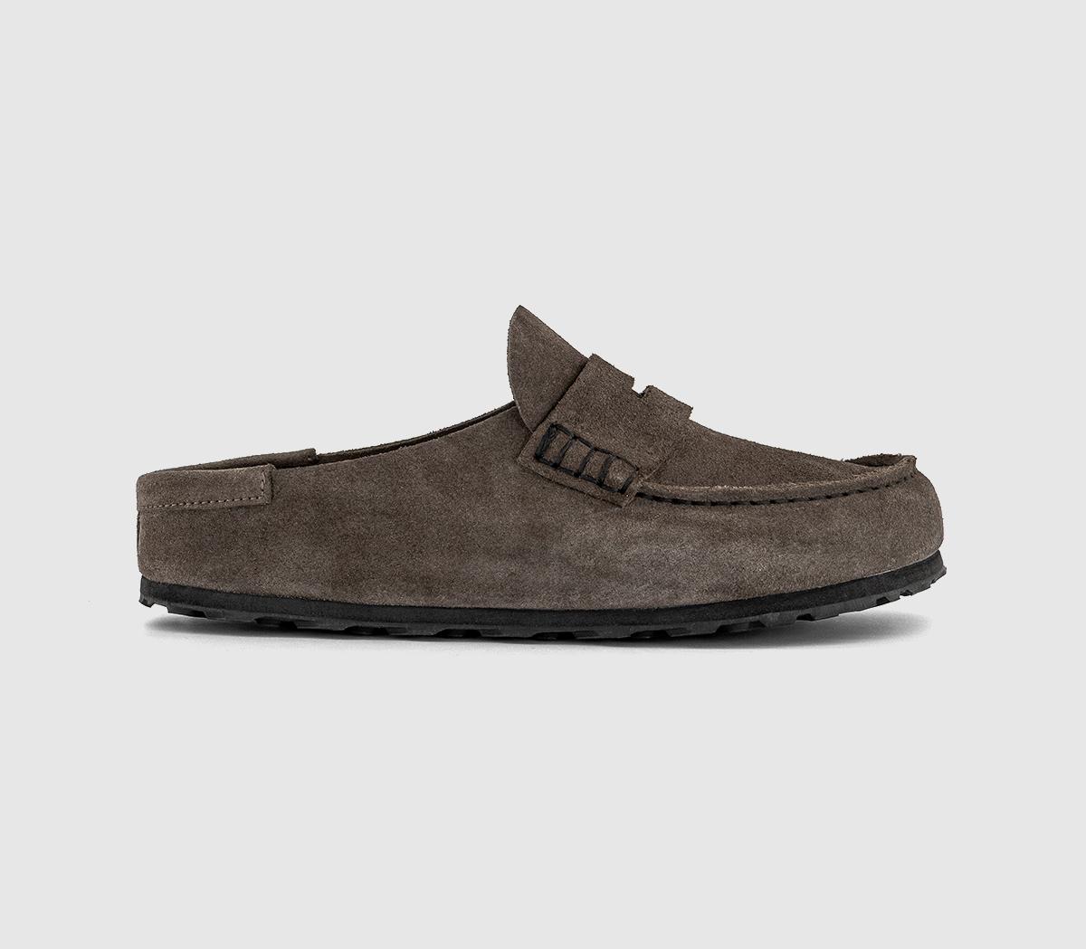 Birkenstock Womens Naples Wrapped Loafers Suede Concrete Gray In Grey, 3