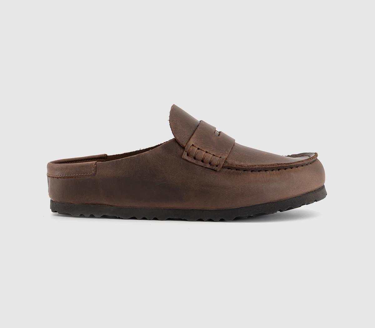 Birkenstock Naples Wrapped Clogs Habanna Leather  Brown in Women's Size 8, Office Shoes