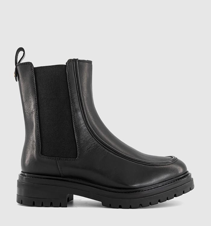 OFFICE Ariel Cleated Chelsea Boots Black Leather
