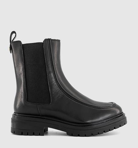 Office Ariel Cleated Chelsea Boots Black Leather